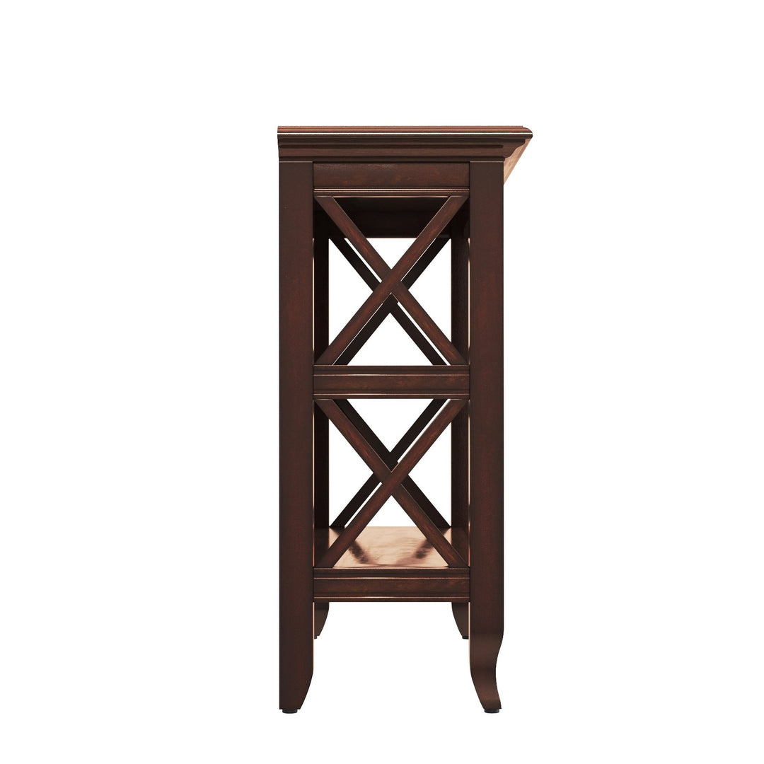 30" Brown Wood Two Tier Bookcase Image 3