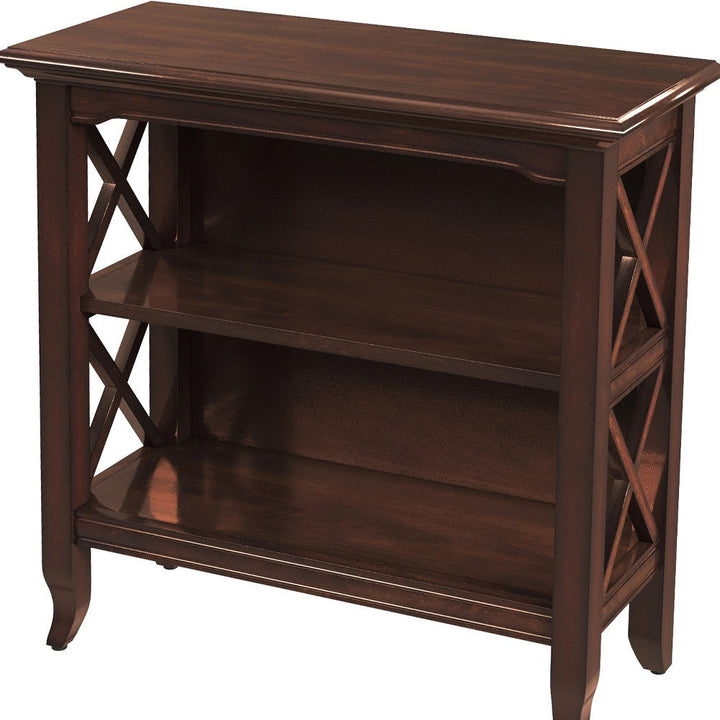 30" Brown Wood Two Tier Bookcase Image 9