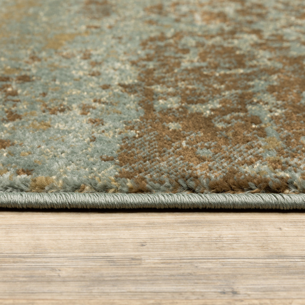 3 X 5 Teal Blue Brown Green And Beige Abstract Power Loom Stain Resistant Area Rug Image 4