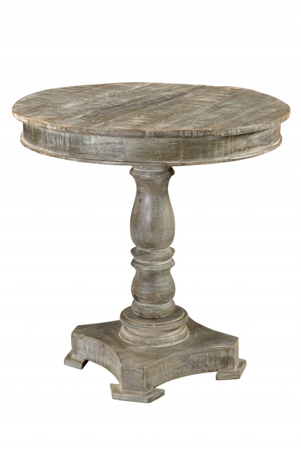 30" Gray Wash Rustic Solid Wood Round Bistro Dining Image 1