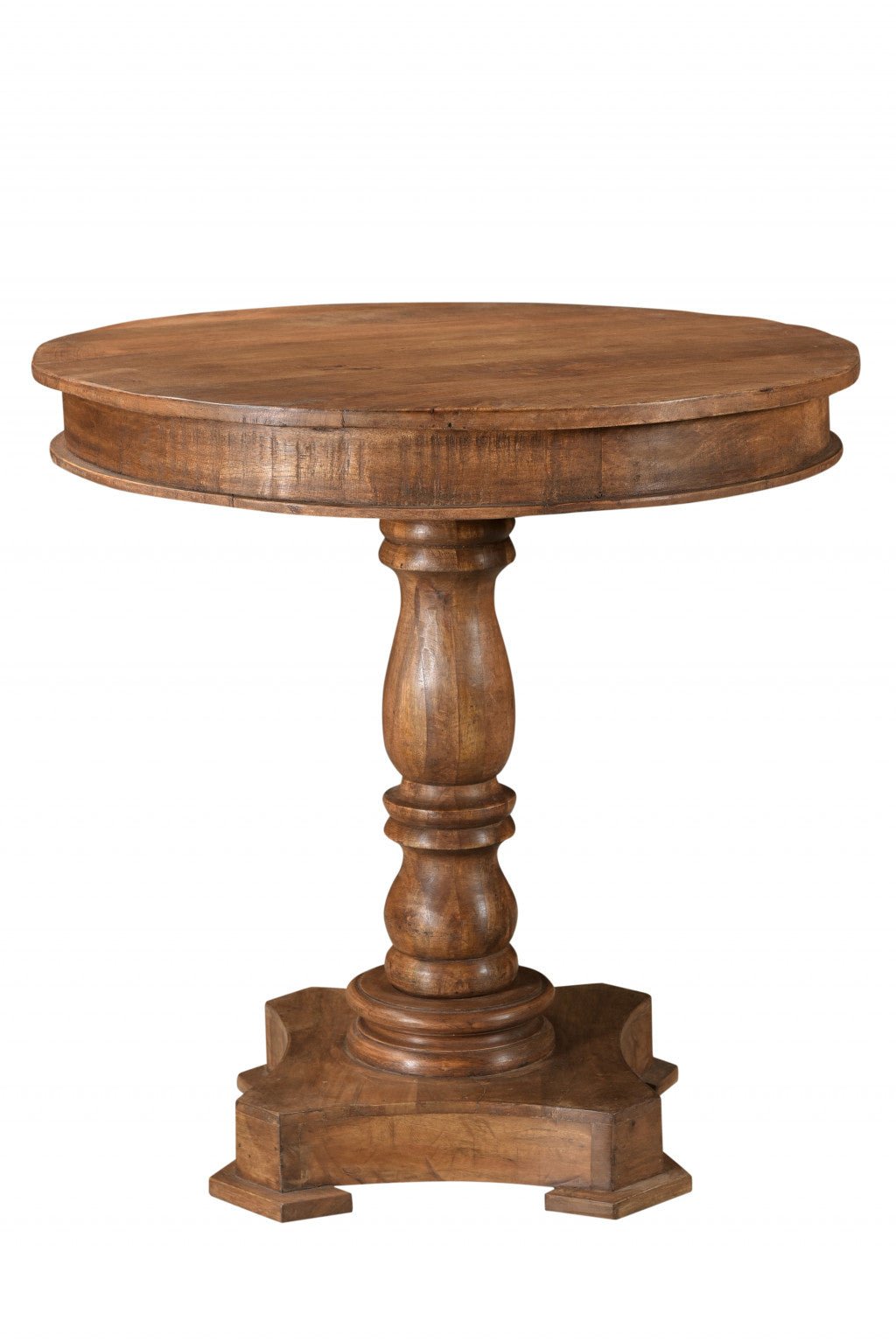 30" Natural Brown Solid Wood Round Pedestal Bistro Dining Image 1