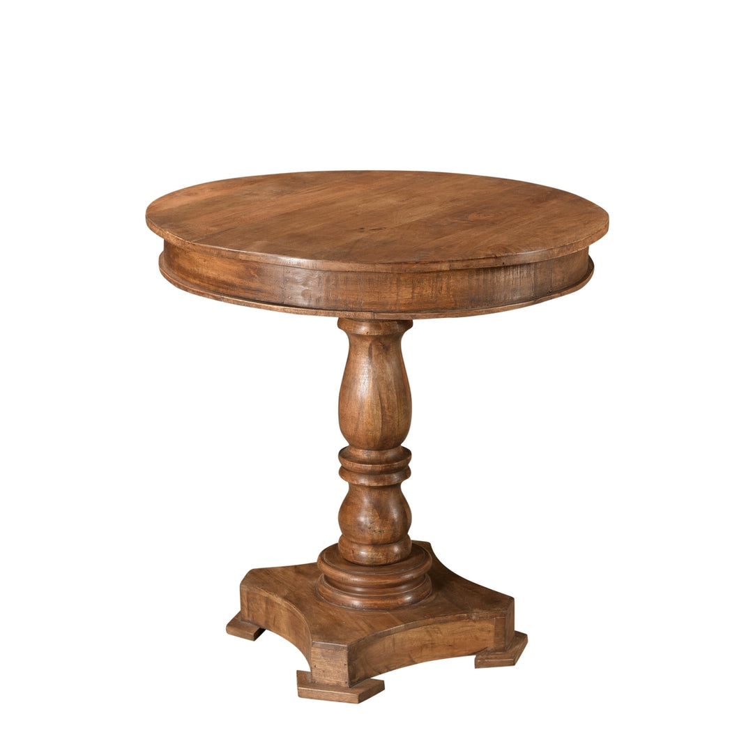 30" Natural Brown Solid Wood Round Pedestal Bistro Dining Image 2