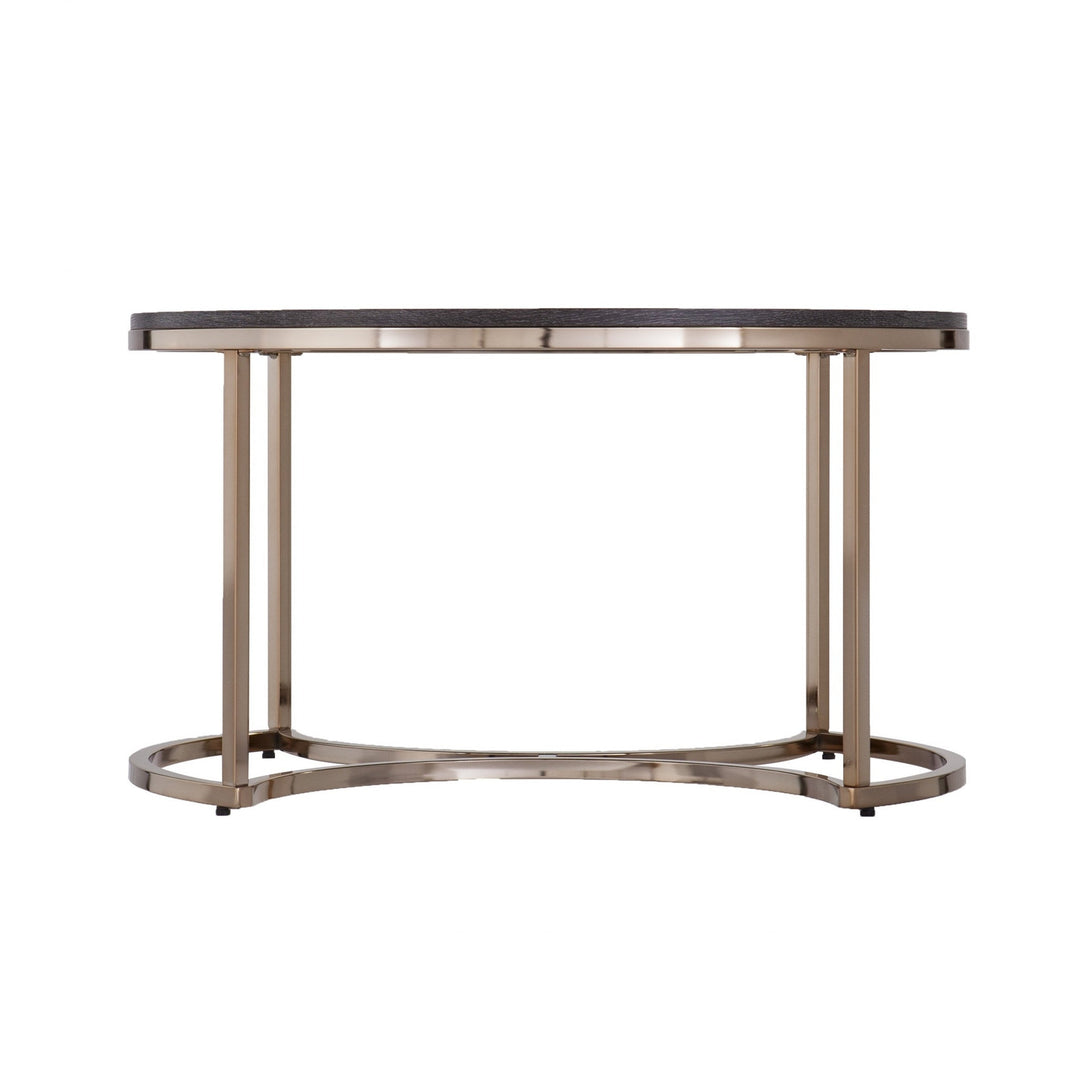 32" Champagne And Charcoal Manufactured Wood And Metal With Iron Round Coffee Table Image 5