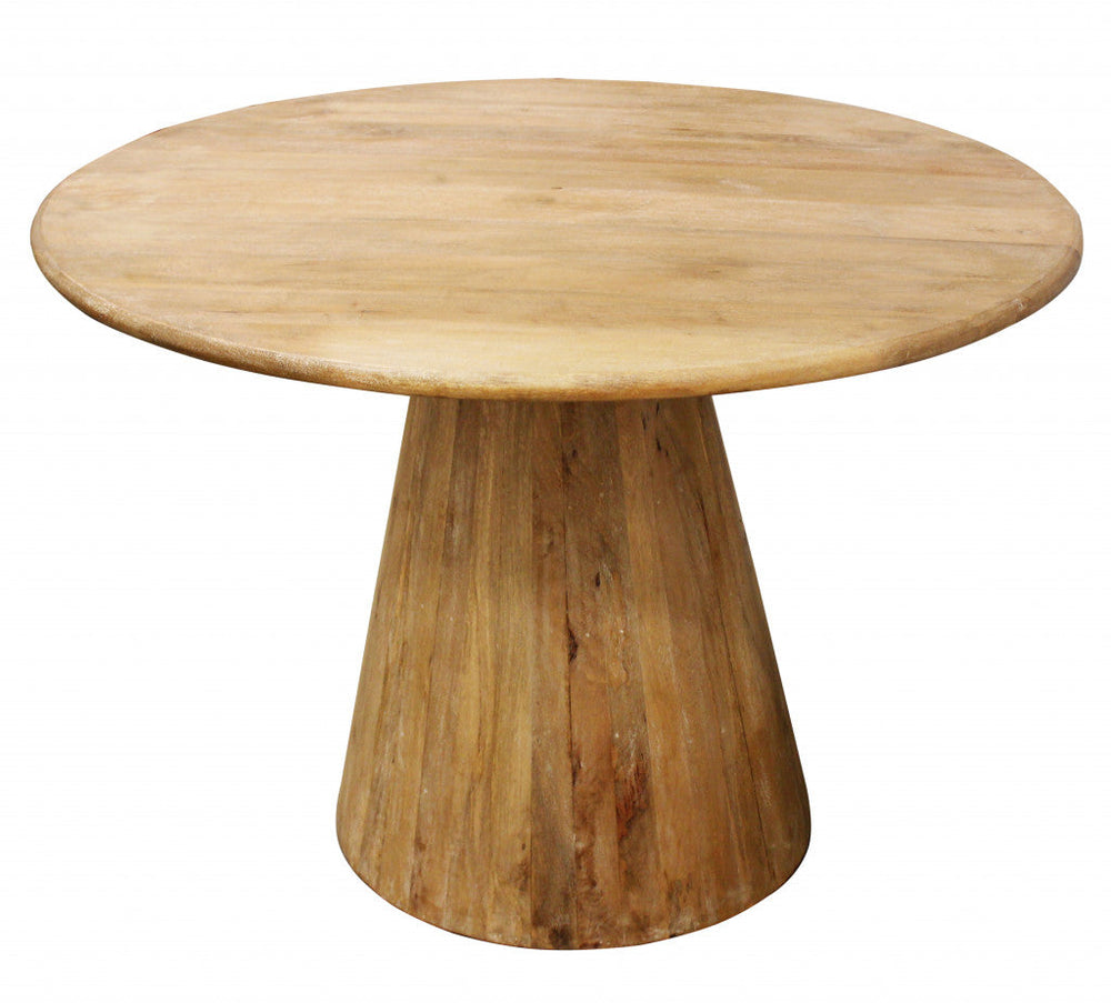 42" Natural Rounded Solid Wood Pedestal Dining Image 2