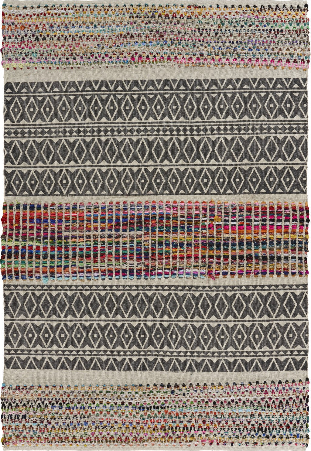 3 x 5 Colorful Traditional Chindi Area Rug Image 1