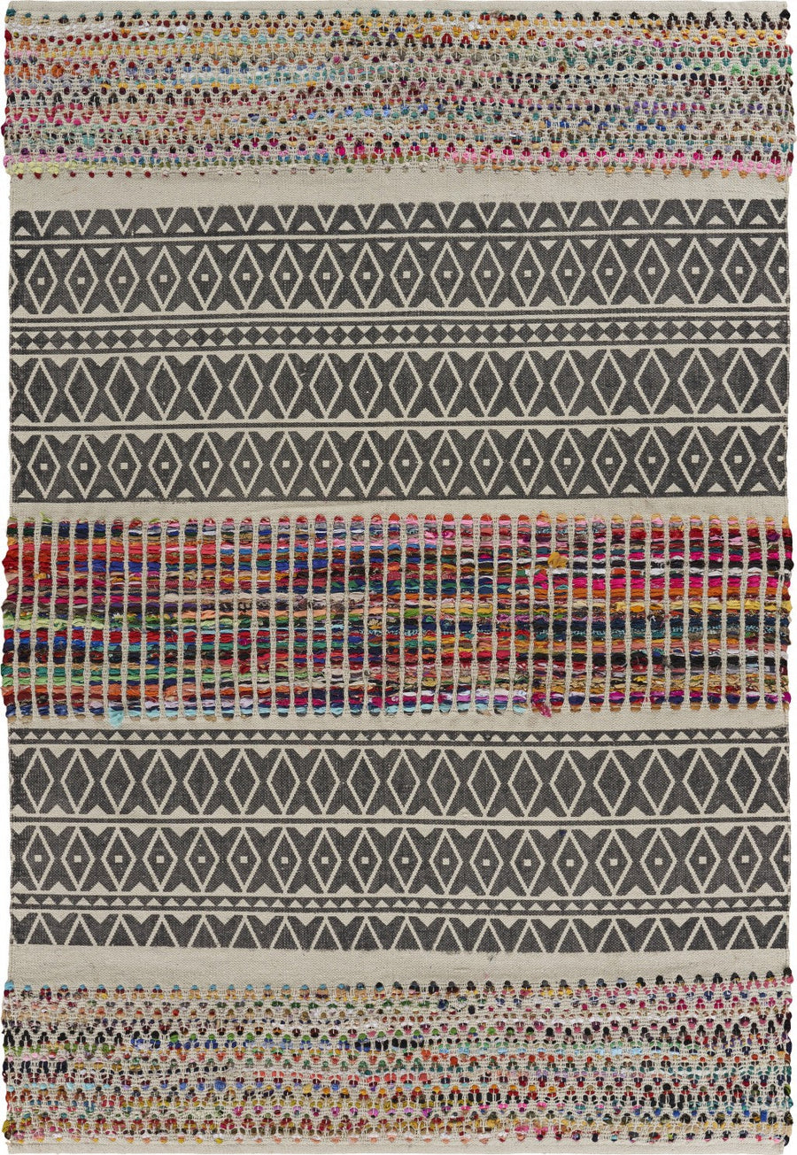 3 x 5 Colorful Traditional Chindi Area Rug Image 1