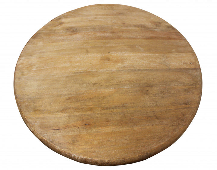 42" Natural Rounded Solid Wood Pedestal Dining Image 4