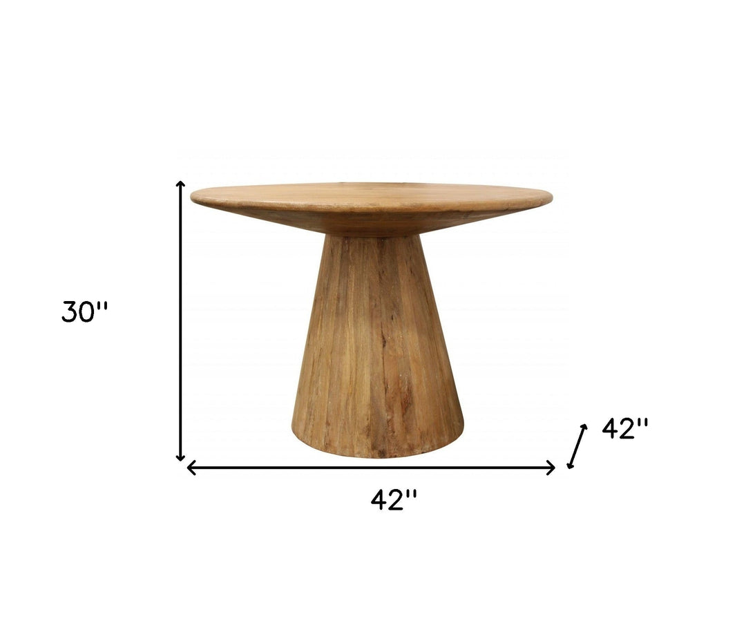 42" Natural Rounded Solid Wood Pedestal Dining Image 5