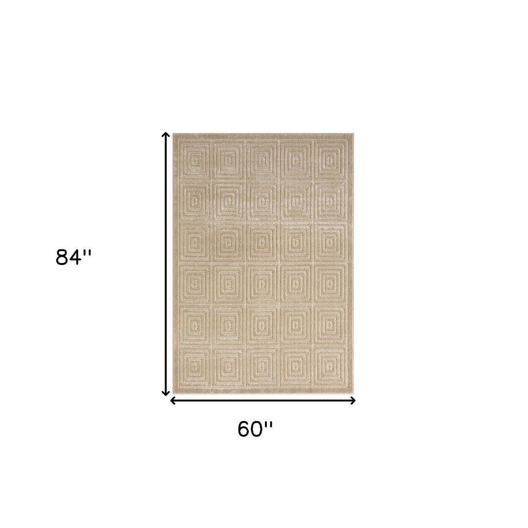 5 x 7 Beige Geometric Area Rug Image 4