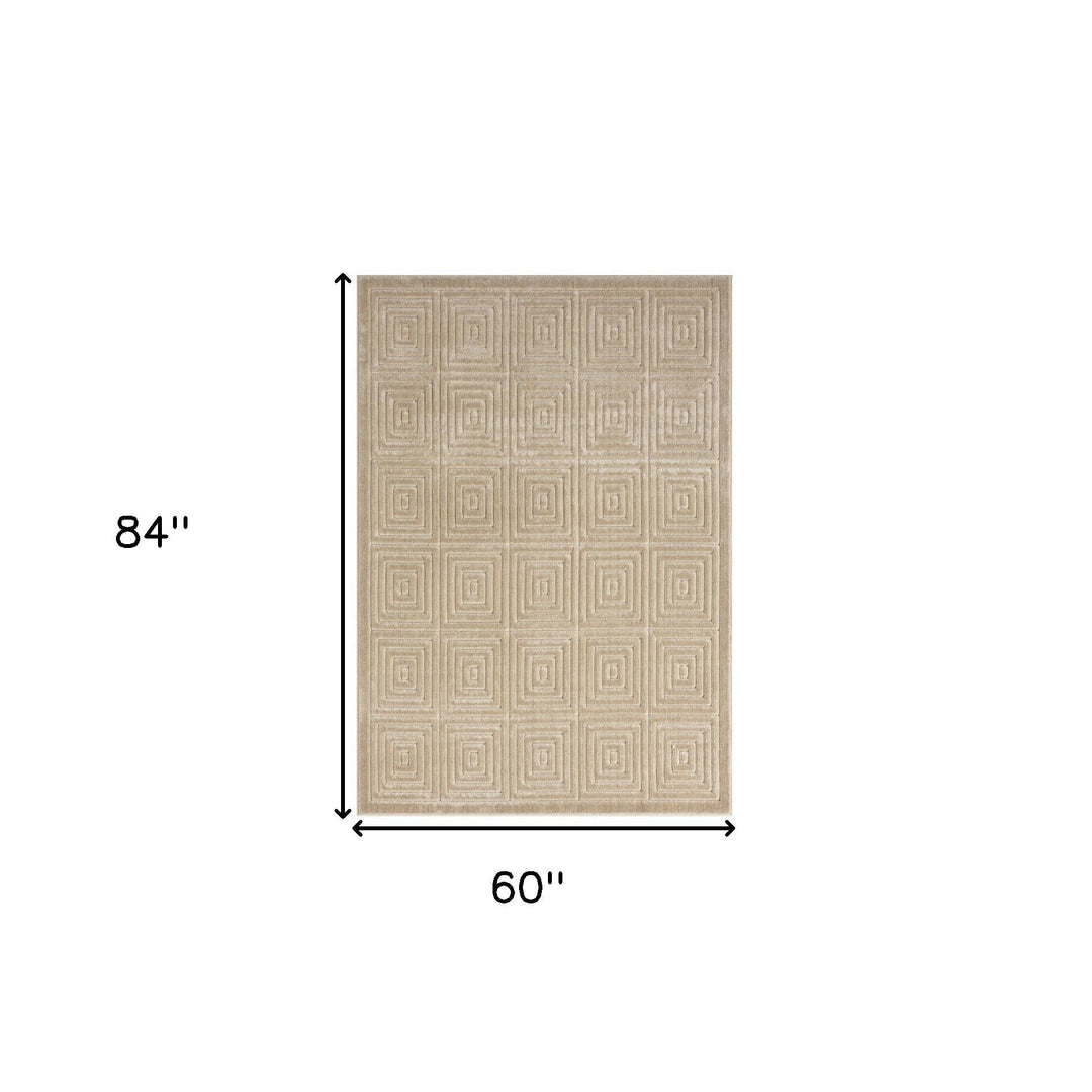 5 x 7 Beige Geometric Area Rug Image 1