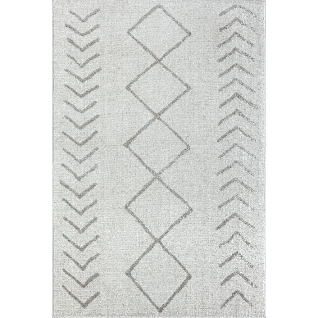 5 X 7 Cream Diamond Area Rug Image 1