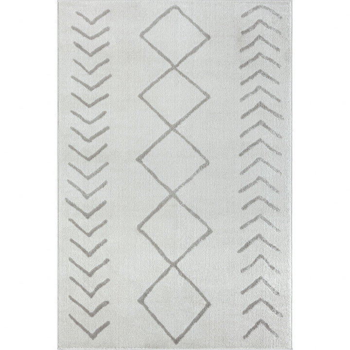 5 X 7 Cream Diamond Area Rug Image 1