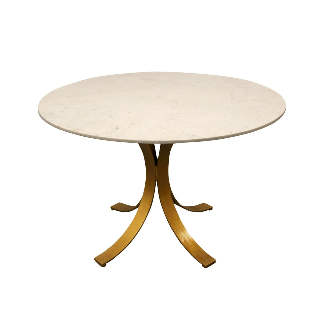 48" Ivory And Brass Rounded Marble And Iron Dining Image 1