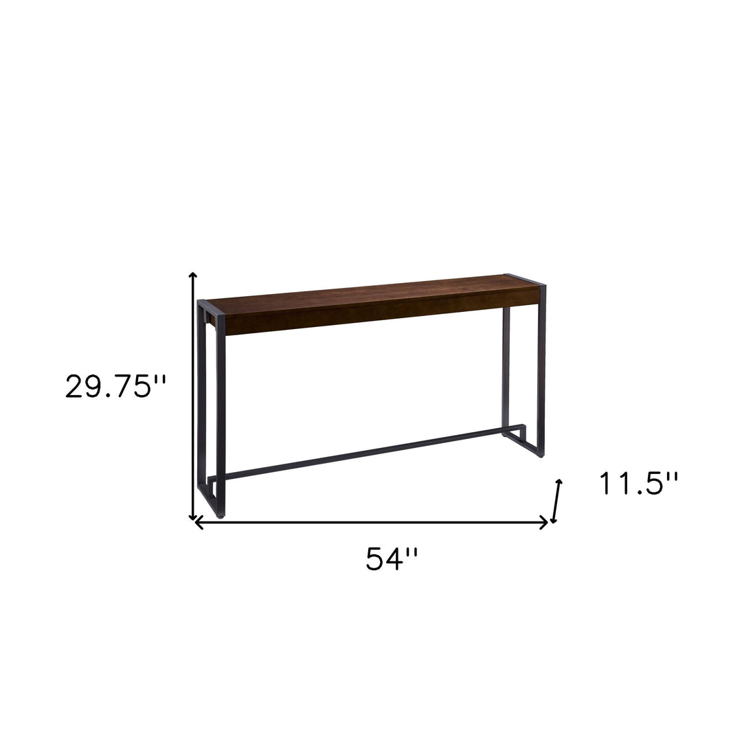 54" Dark Brown and Gunmetal Sled Console Table Image 8