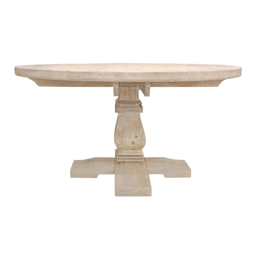 58" Light Brown Rounded Solid Wood Dining Image 2