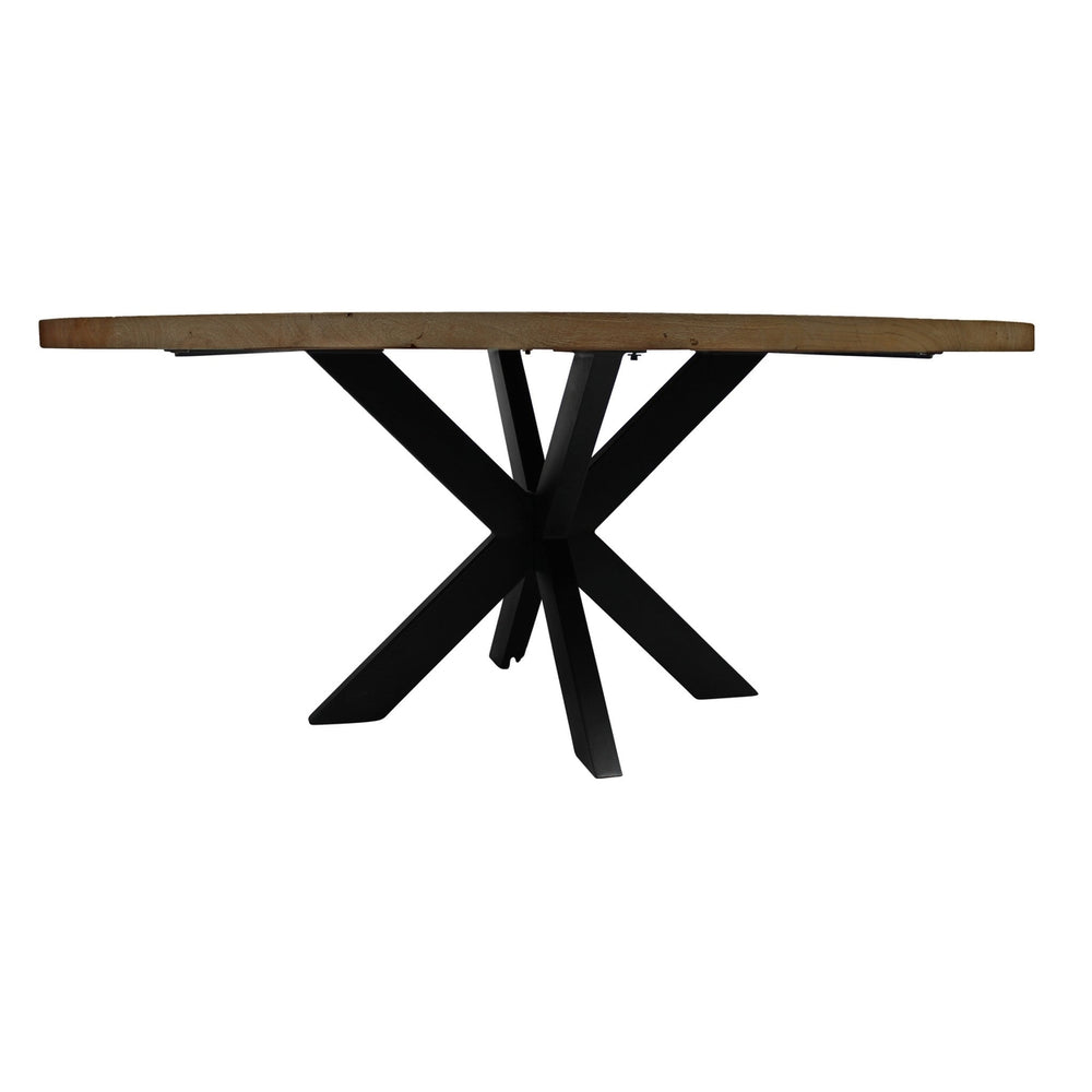 60" Gray Beige And Black Solid Wood And Iron Round Dining Image 2