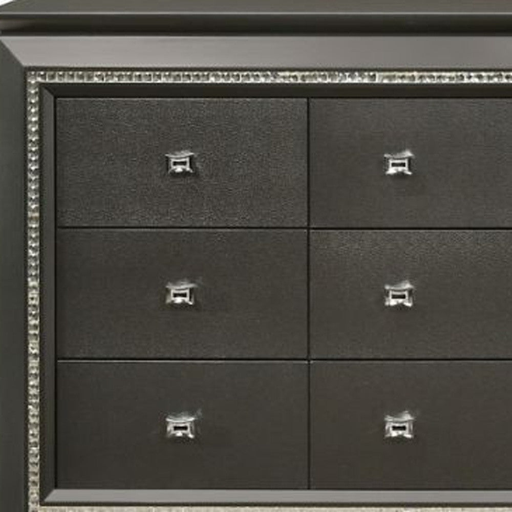 66" Gray Solid and Manufactured Wood Nine Drawer Triple Dresser Image 2