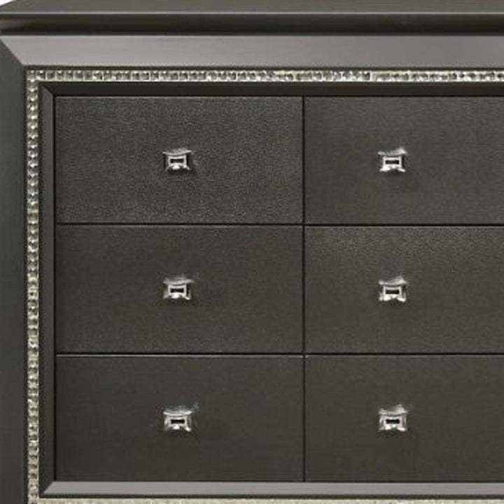 66" Gray Solid and Manufactured Wood Nine Drawer Triple Dresser Image 2