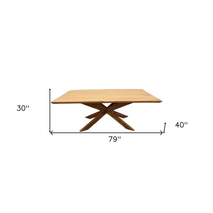 79" Natural Rectangular Solid Wood Dining Image 6