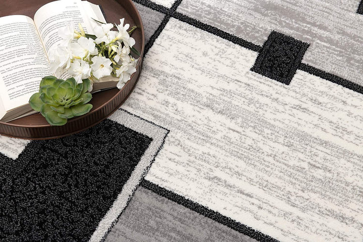 8 Gray Abstract Power Loom Runner Rug Image 2