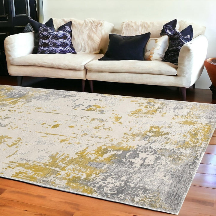 6 X 9 Gold Abstract Dhurrie Area Rug Image 10