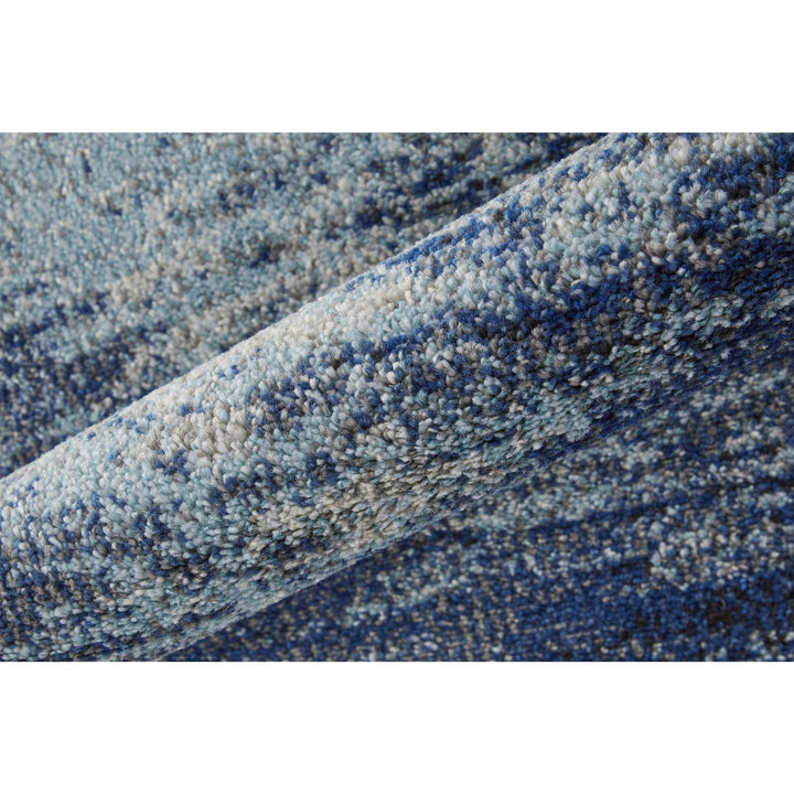 9 X 12 Blue And Ivory Abstract Power Loom Stain Resistant Area Rug Image 8