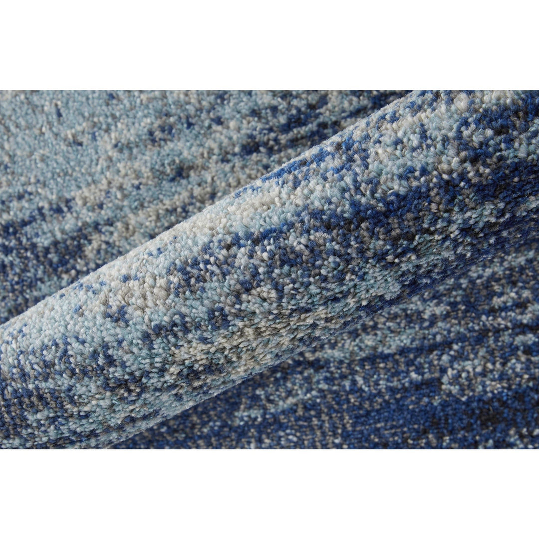 9 X 12 Blue And Ivory Abstract Power Loom Stain Resistant Area Rug Image 9