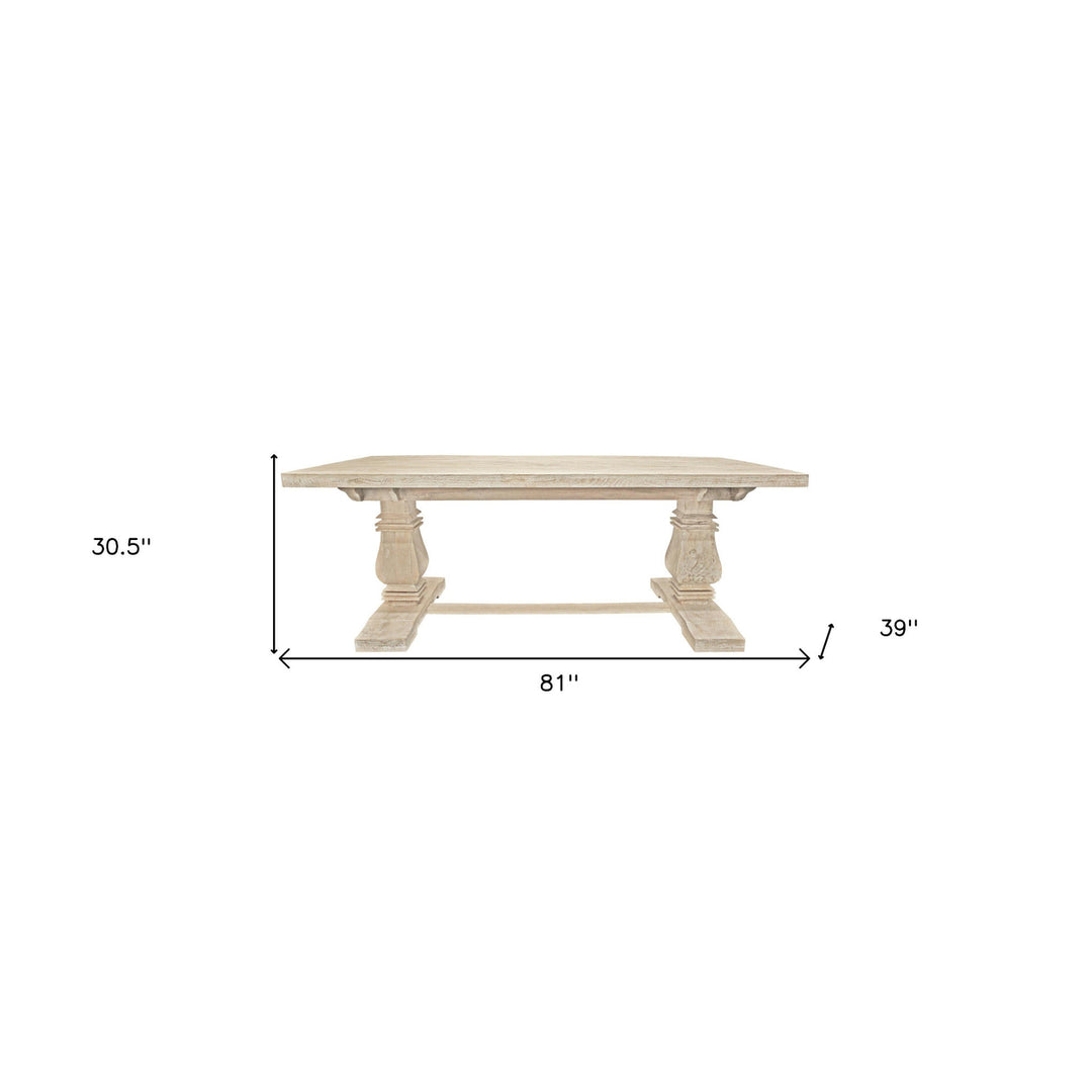 81" Light Brown Rectangular Solid Wood Dining Image 7