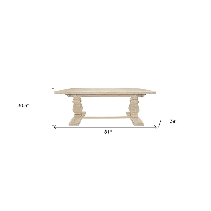 81" Light Brown Rectangular Solid Wood Dining Image 7