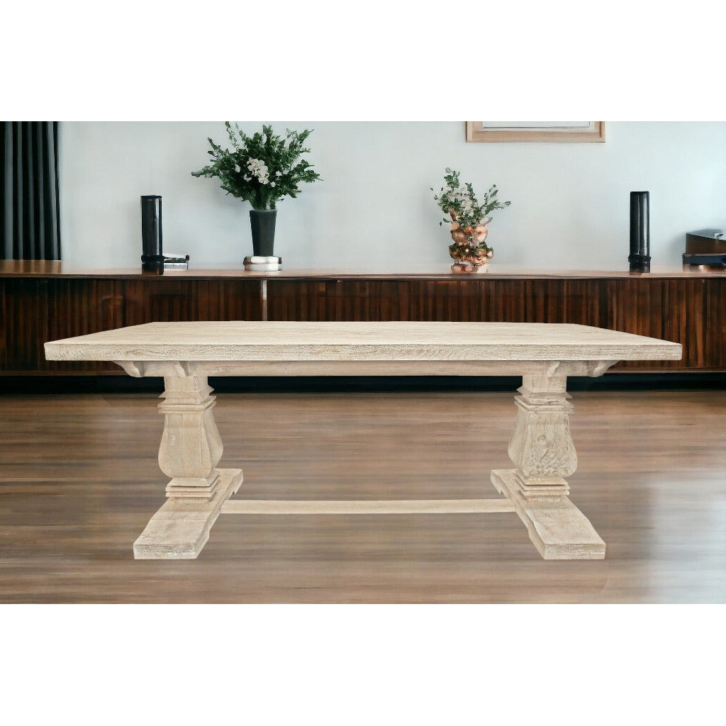 81" Light Brown Rectangular Solid Wood Dining Image 8