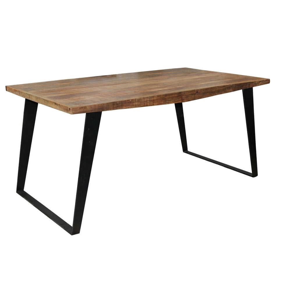 84" Natural And Black Solid Wood And Iron Rectangular Dining Image 2