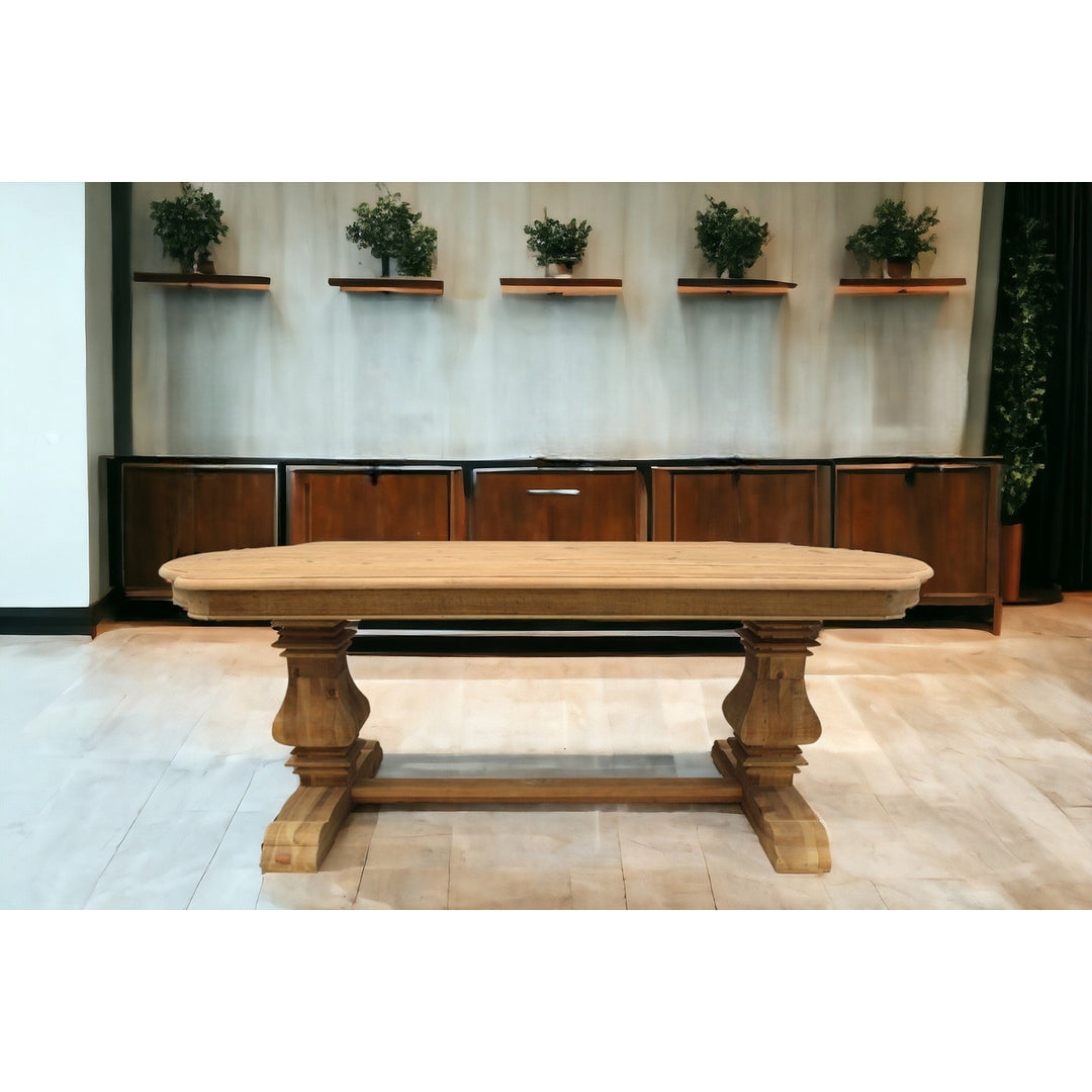 84" Natural Rectangular Solid Wood Dining Image 7