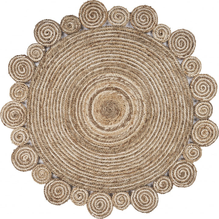 8 Round Natural Coiled Area Rug Image 1