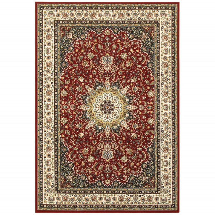 9 X 12 Red Ivory Machine Woven Oriental Indoor Area Rug Image 1