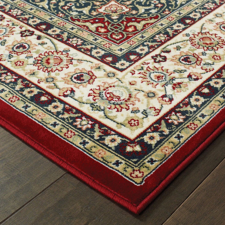 9 X 12 Red Ivory Machine Woven Oriental Indoor Area Rug Image 2