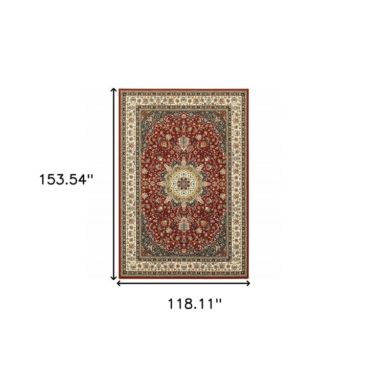 9 X 12 Red Ivory Machine Woven Oriental Indoor Area Rug Image 4