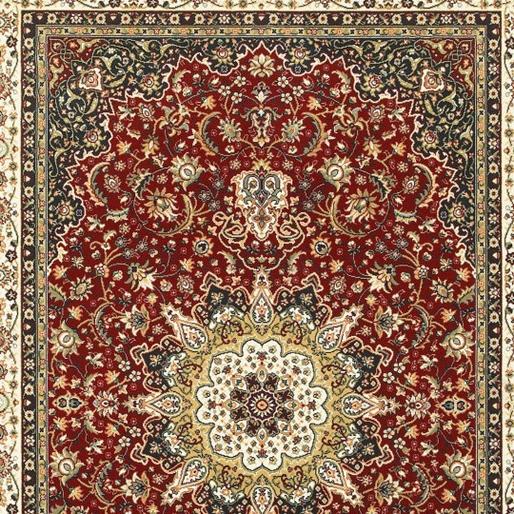 9 X 12 Red Ivory Machine Woven Oriental Indoor Area Rug Image 5