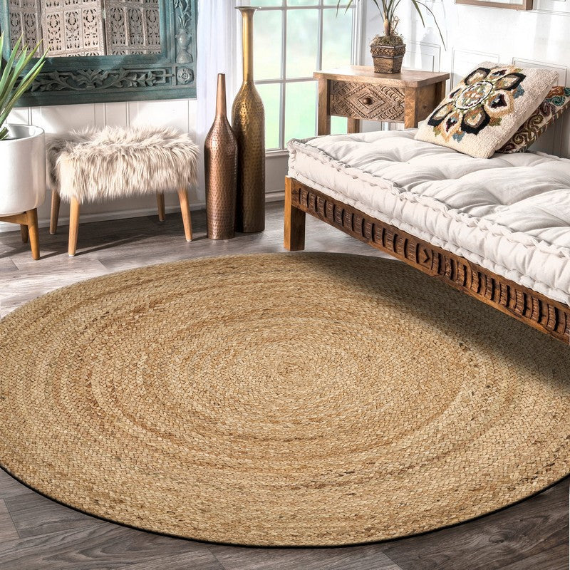 Classic Simple Natural Jute Area Rug Image 9