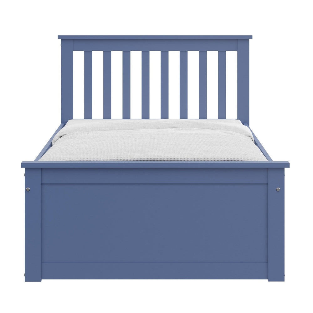 Blue Solid Wood Twin Bed With Pull Out Trundle Image 2