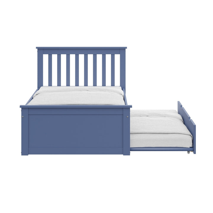 Blue Solid Wood Twin Bed With Pull Out Trundle Image 3