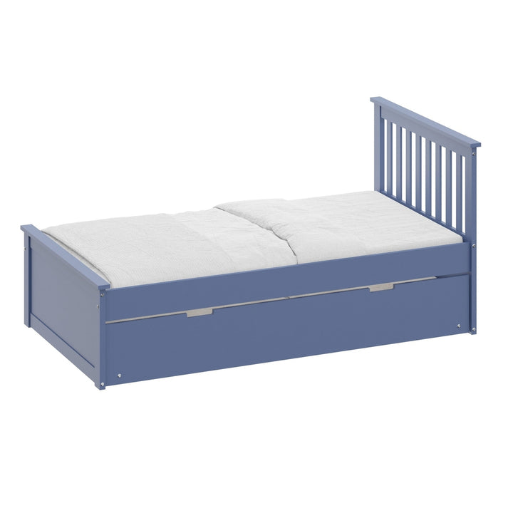 Blue Solid Wood Twin Bed With Pull Out Trundle Image 4