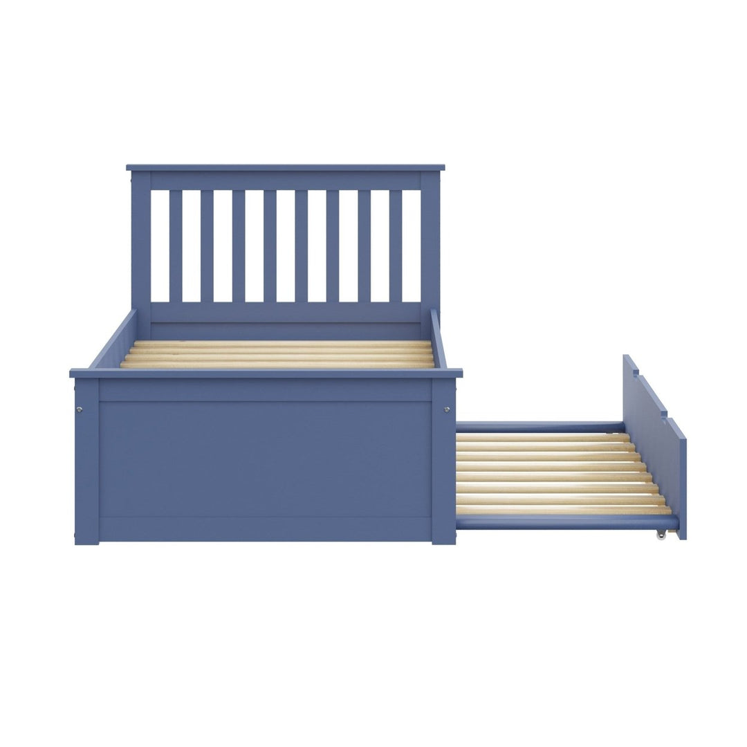 Blue Solid Wood Twin Bed With Pull Out Trundle Image 5