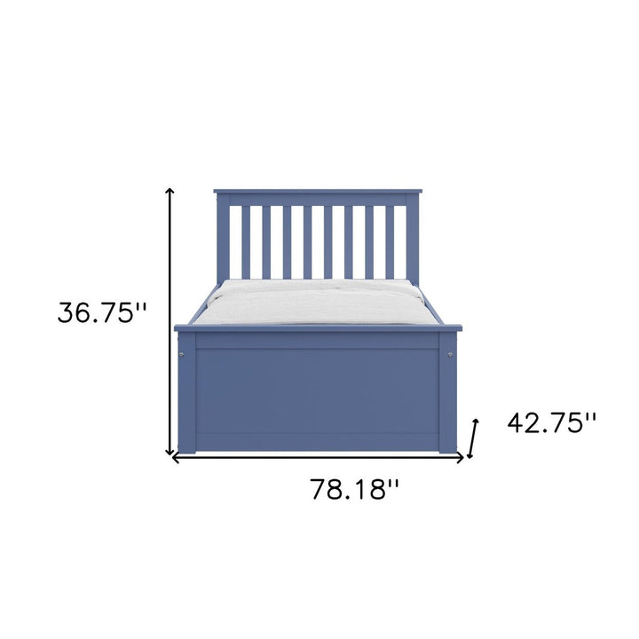 Blue Solid Wood Twin Bed With Pull Out Trundle Image 7