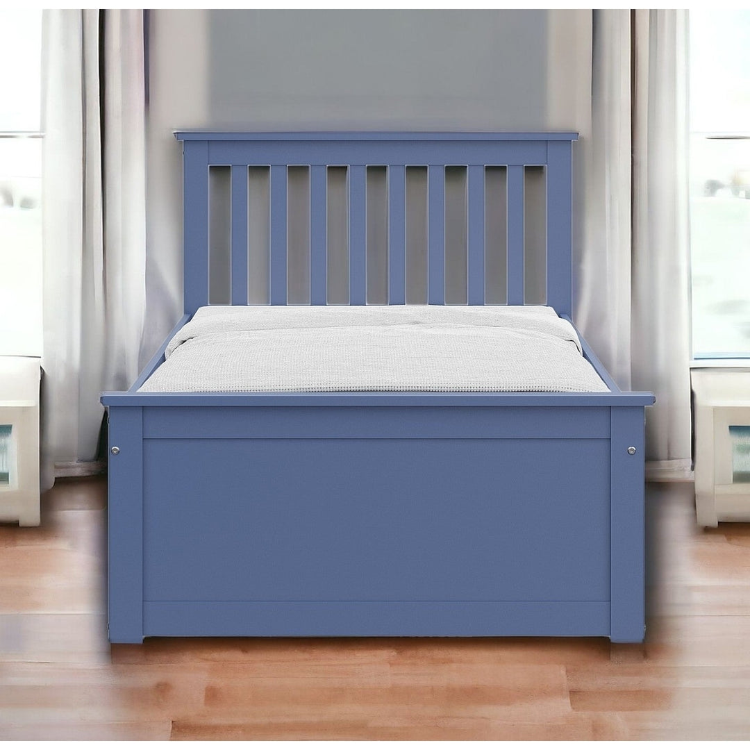 Blue Solid Wood Twin Bed With Pull Out Trundle Image 8