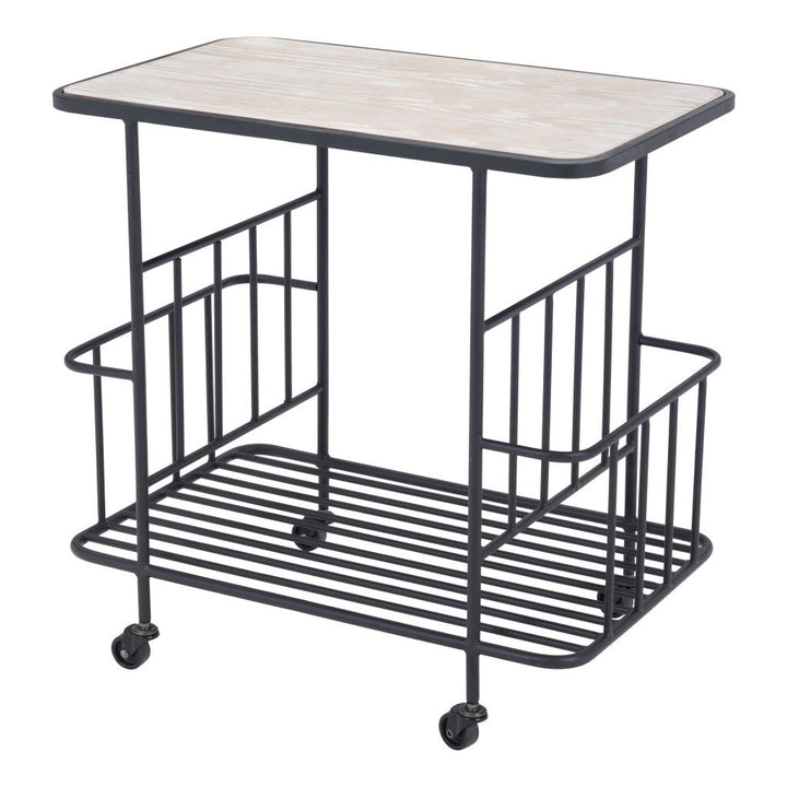 Black and White Steel Rolling Bar Cart Image 5