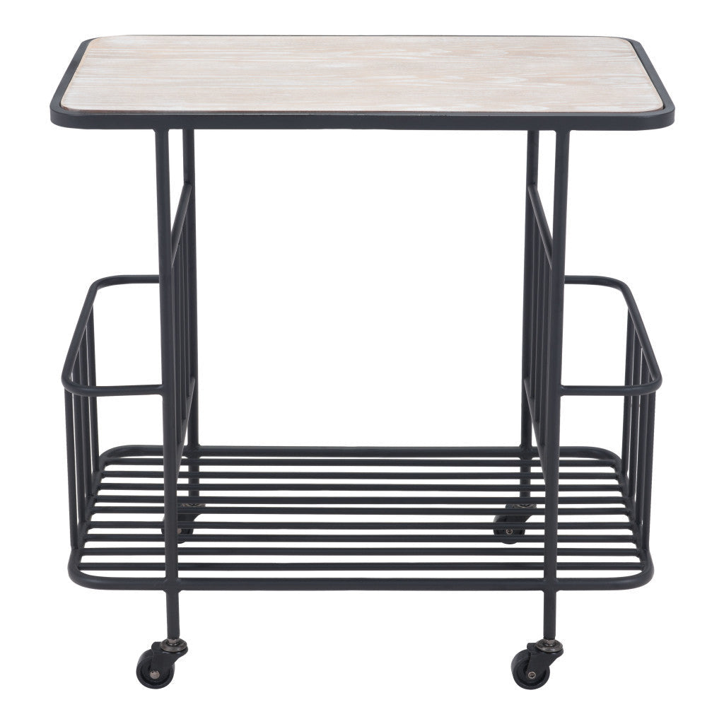 Black and White Steel Rolling Bar Cart Image 6