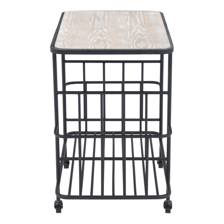 Black and White Steel Rolling Bar Cart Image 9