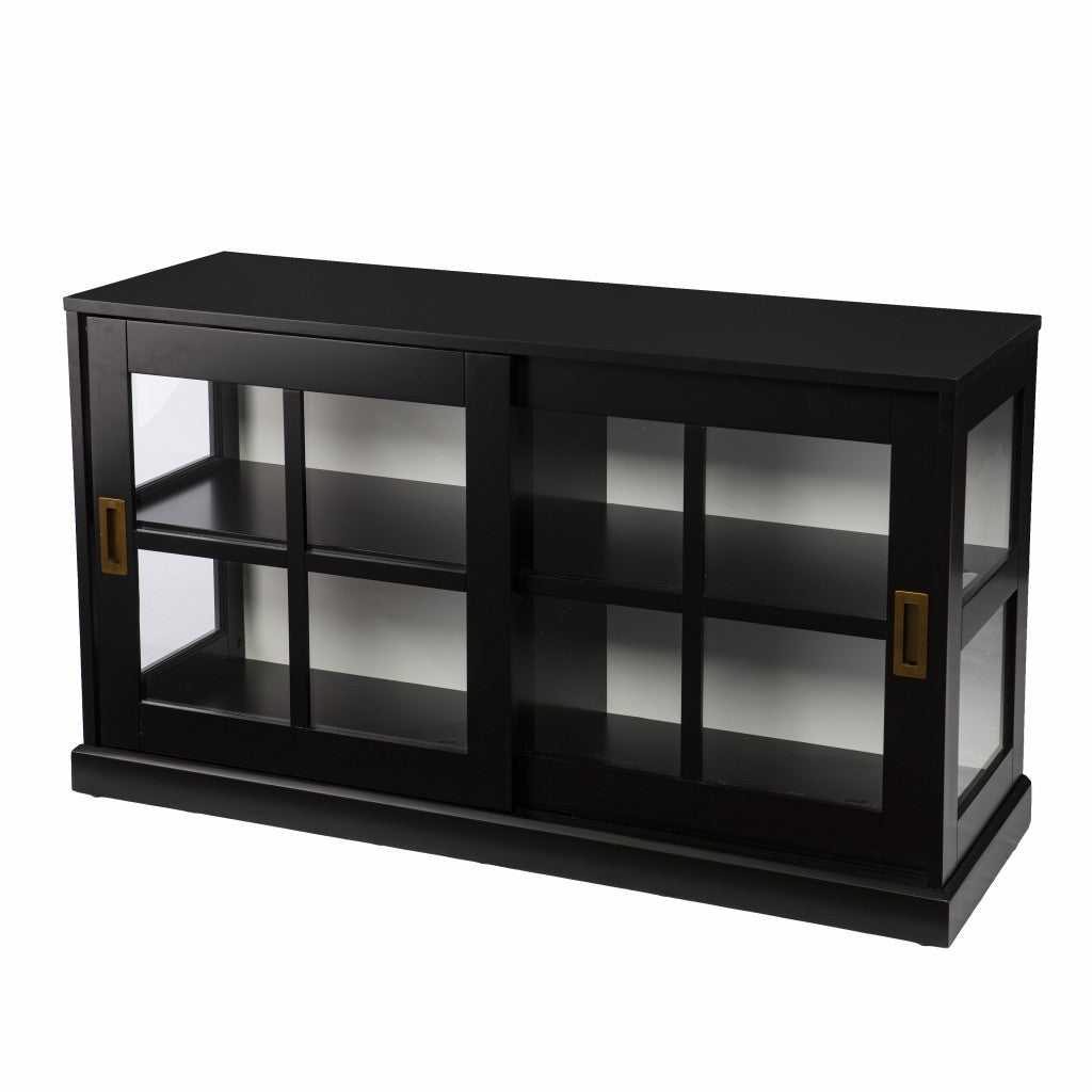 Dynasty Contemporary Black and White Low Curio Cabinet Image 4