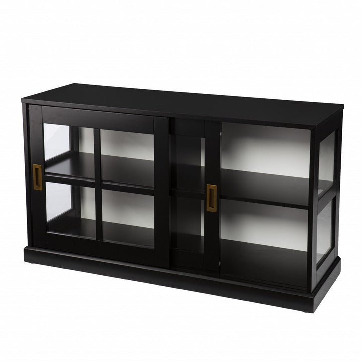 Dynasty Contemporary Black and White Low Curio Cabinet Image 8