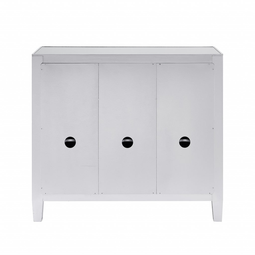 Glamorous Mirrored Bling Three Door Accent Cabinet Image 7